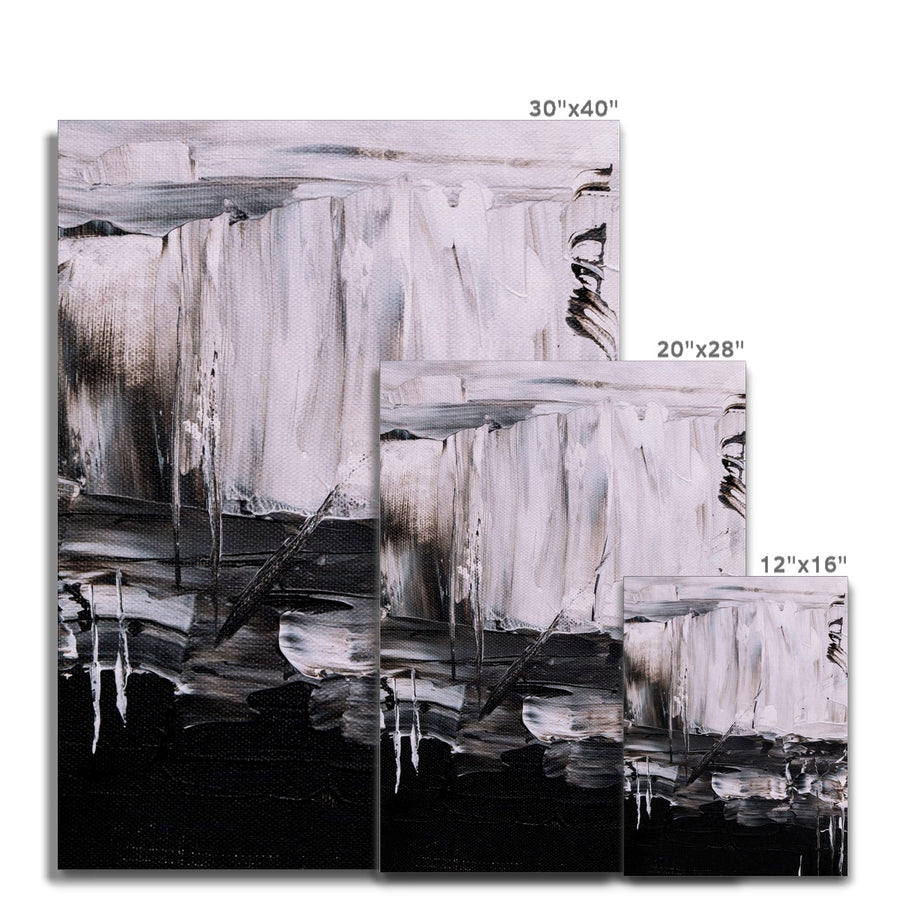 Abstract:  Black and White Brushstrokes Canvas