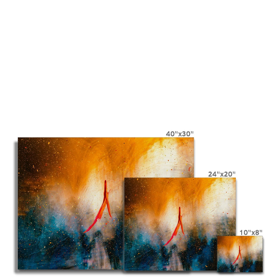 Abstract: Orange Dance with Blue Canvas