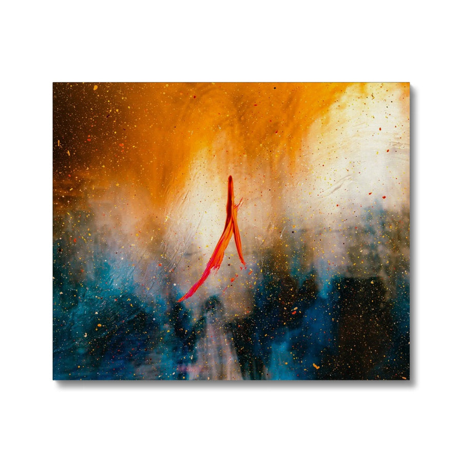 Abstract: Orange Dance with Blue Canvas